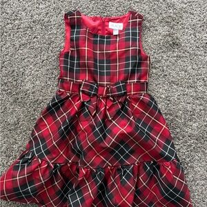 Place Red and Black Plaid Bow-Front Holiday Dress
